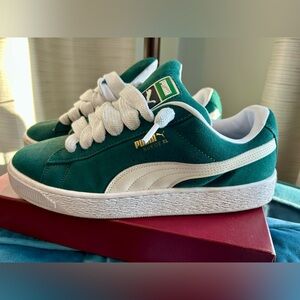 Puma Suede XL Teal and White Sneakers